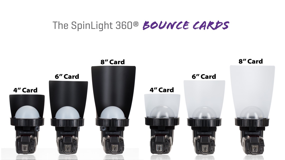 Spinlight 360 4" 6" 8" cards bounce flag gobo Spinlight360.com